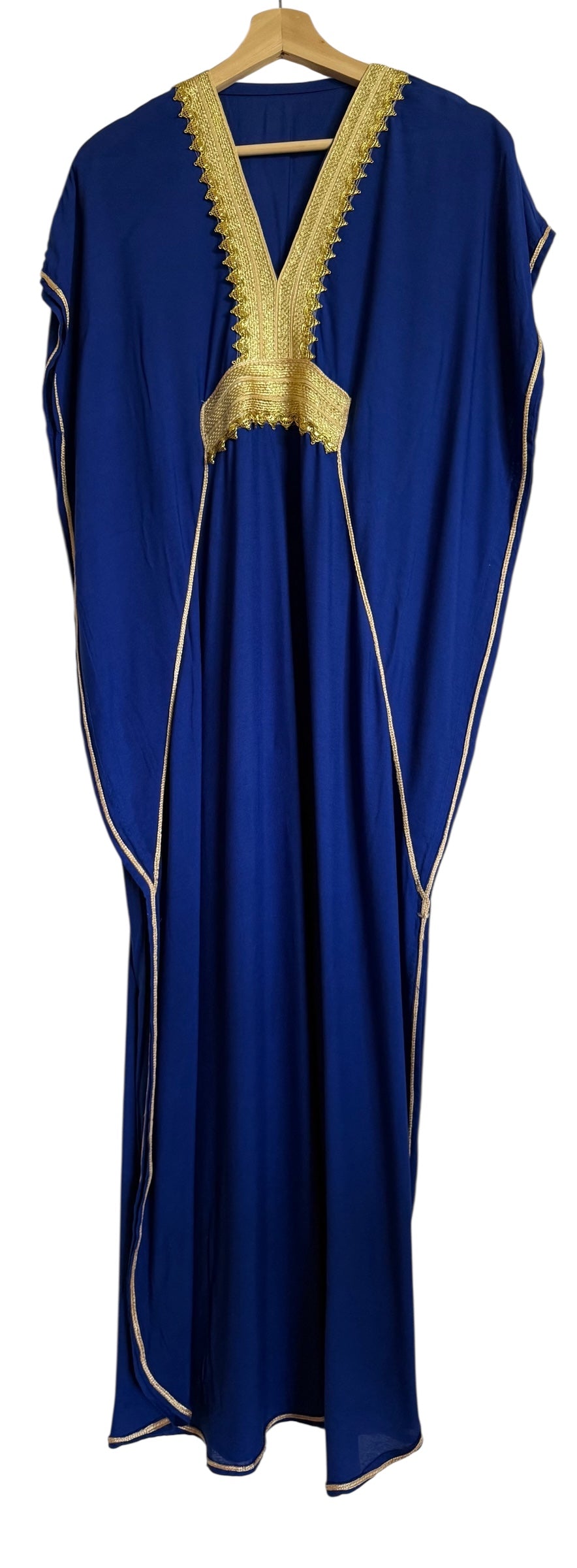 Marokkaanse huisjurk blauw met gouden accenten