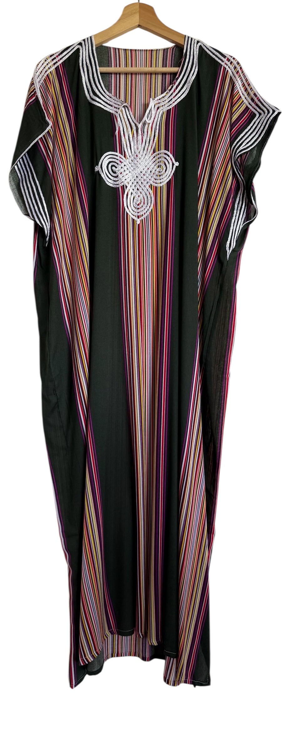 Marokkaanse huisjurk donkergroen gestreept