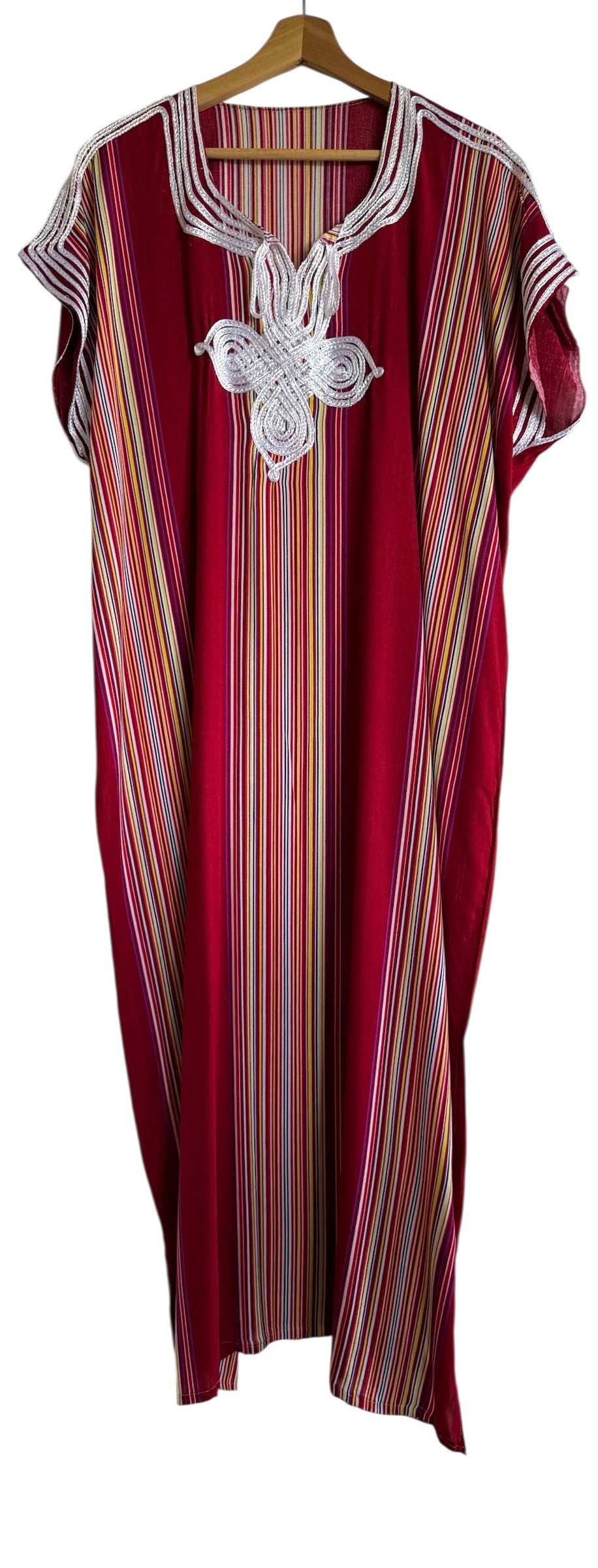 Marokkaanse huisjurk donkerrood gestreept