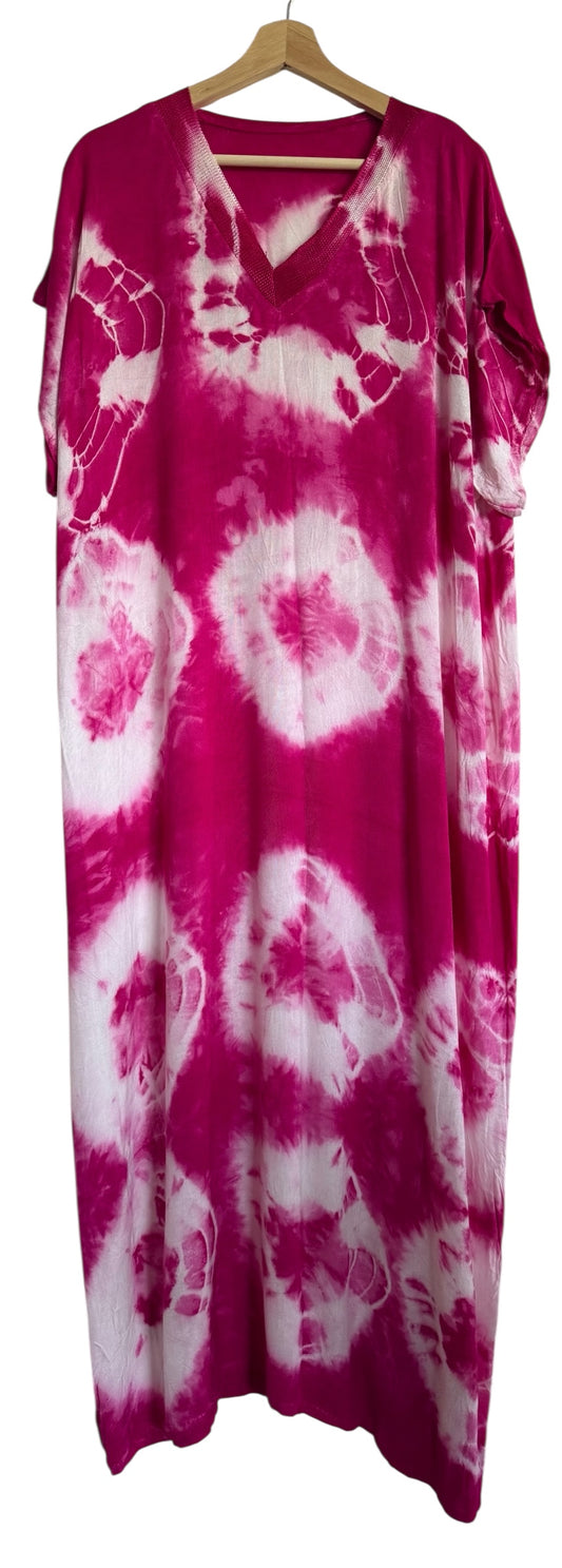 Marokkaanse huisjurk roze met wit