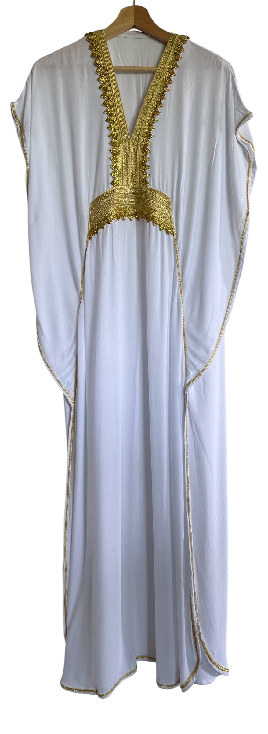 Marokkaanse huisjurk wit met goud accenten
