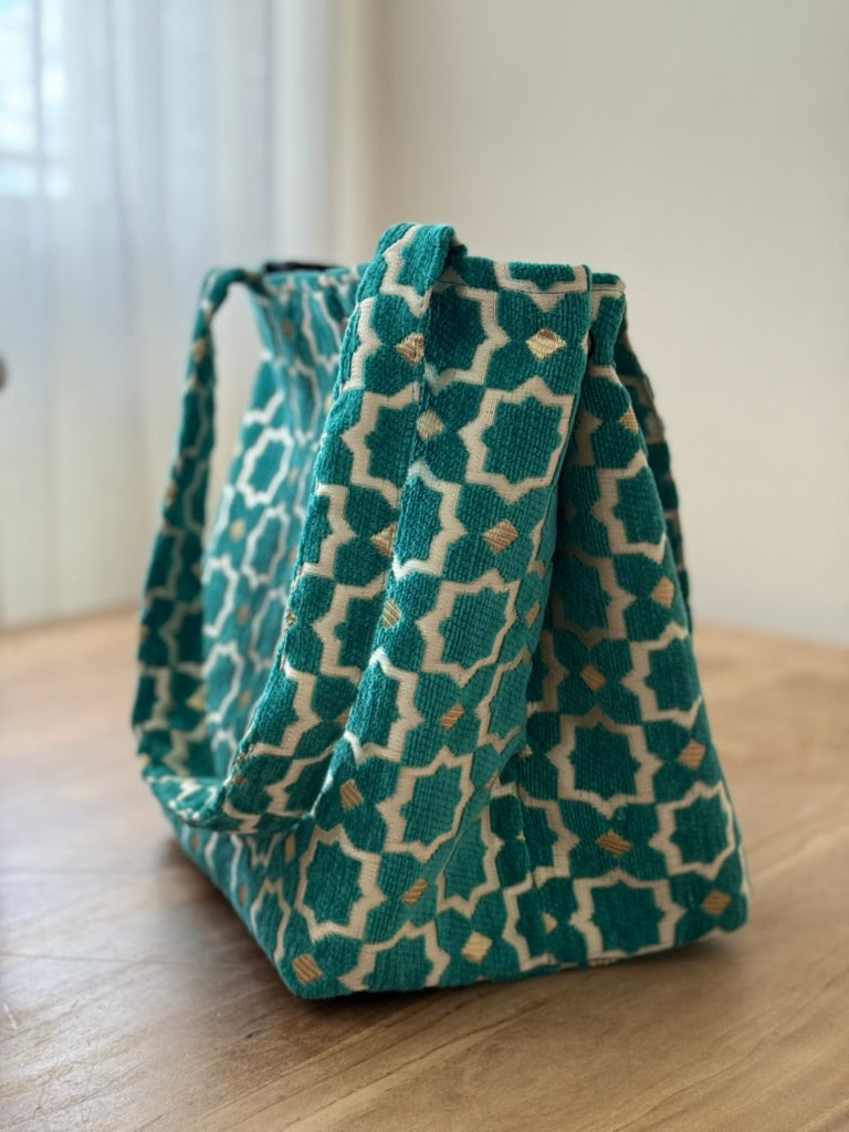 turquoise Marokkaanse shopper