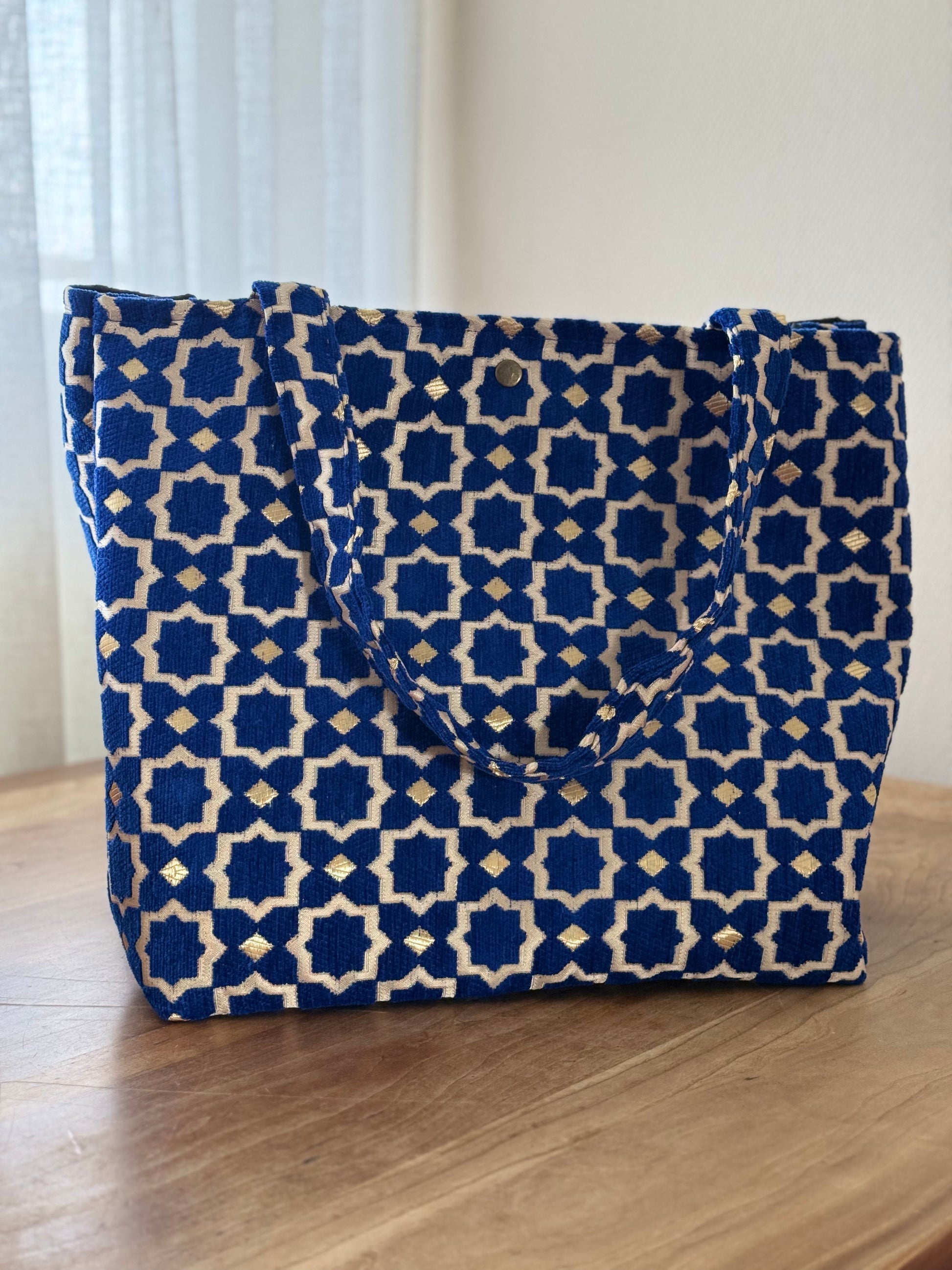 Blauwe Marrakech mozaïek shopper