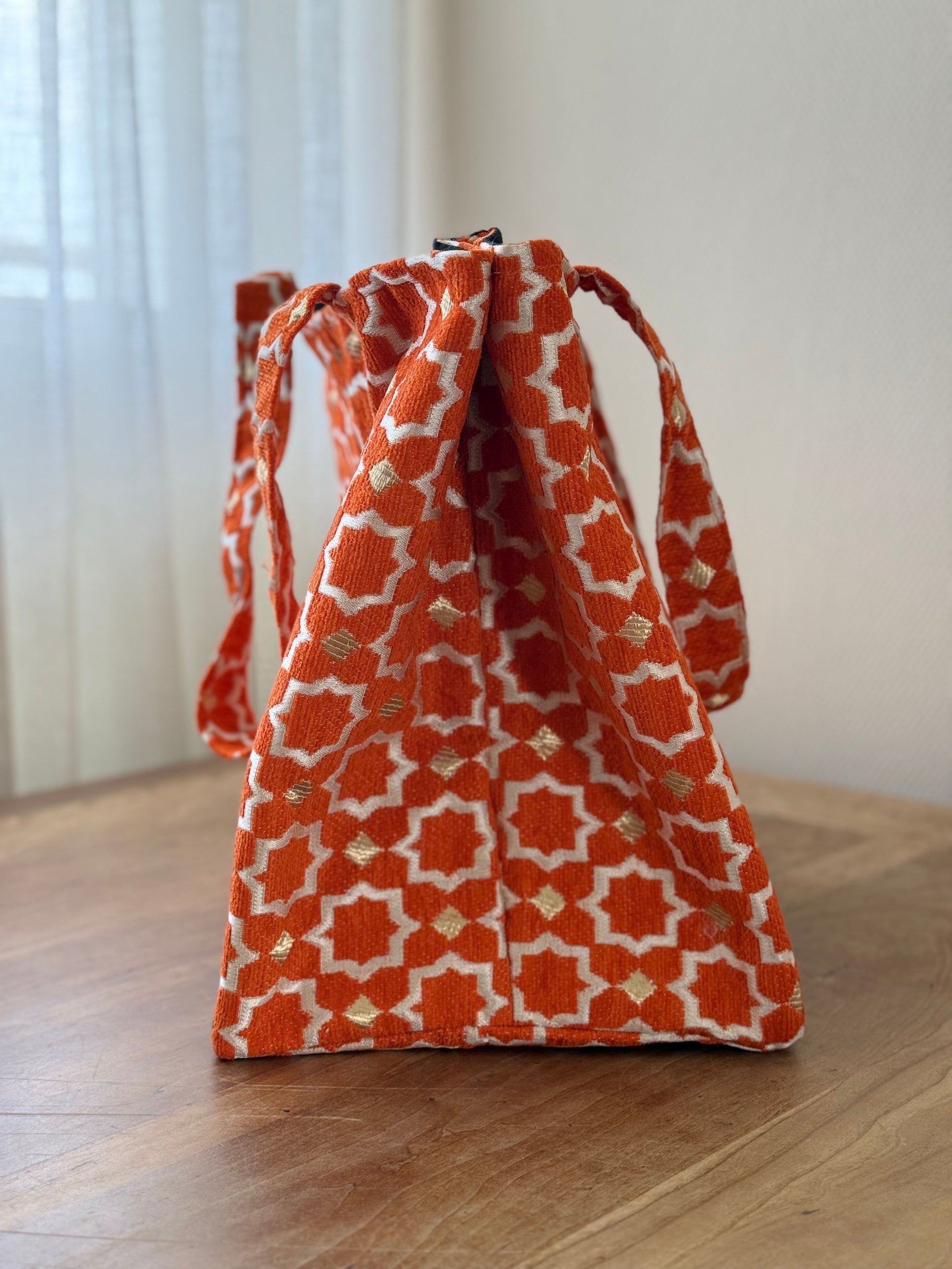 Oranje Marrakech mozaïek shopper zijkant