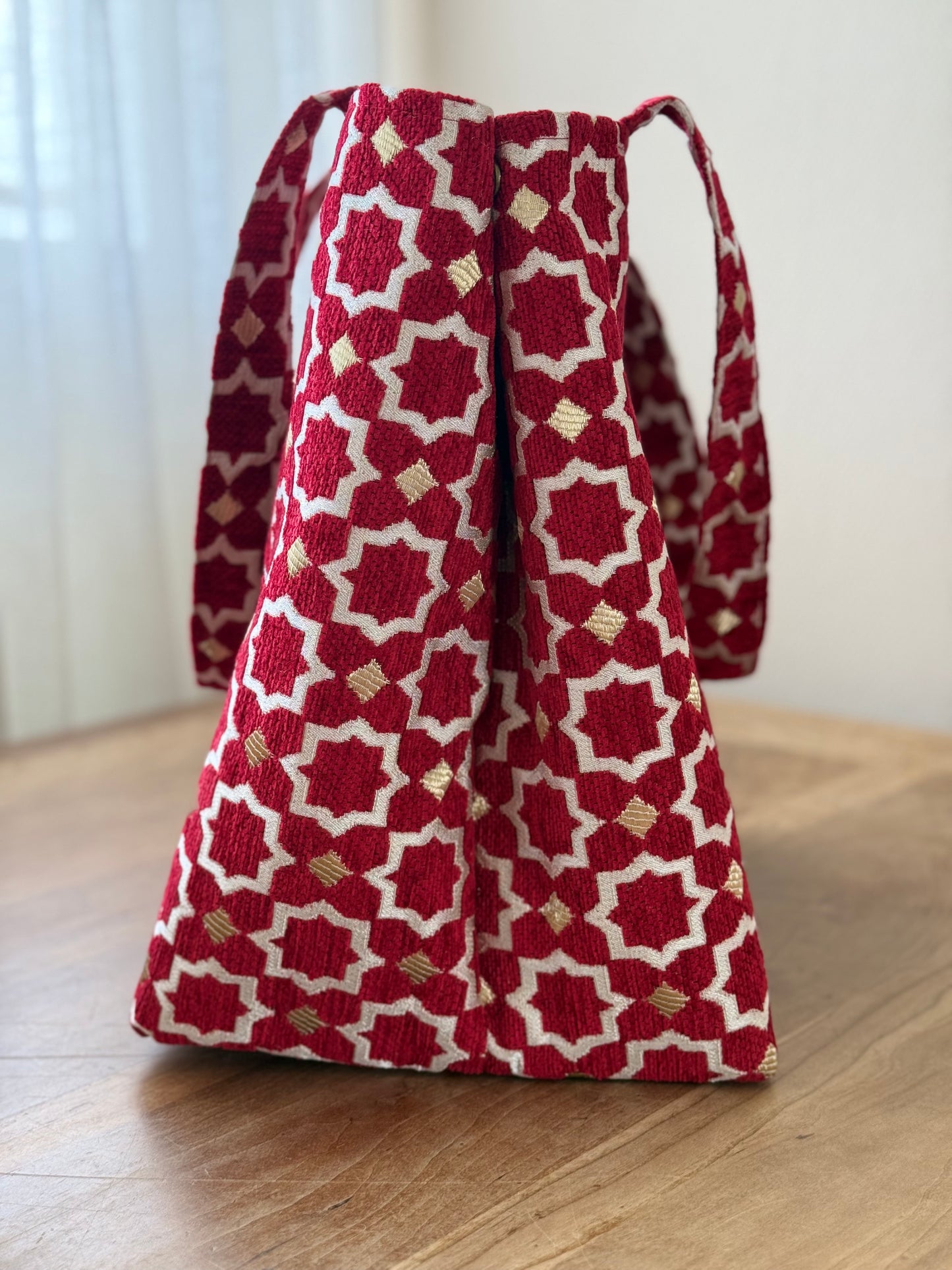 Rode Marrakech mozaïek shopper zijkant