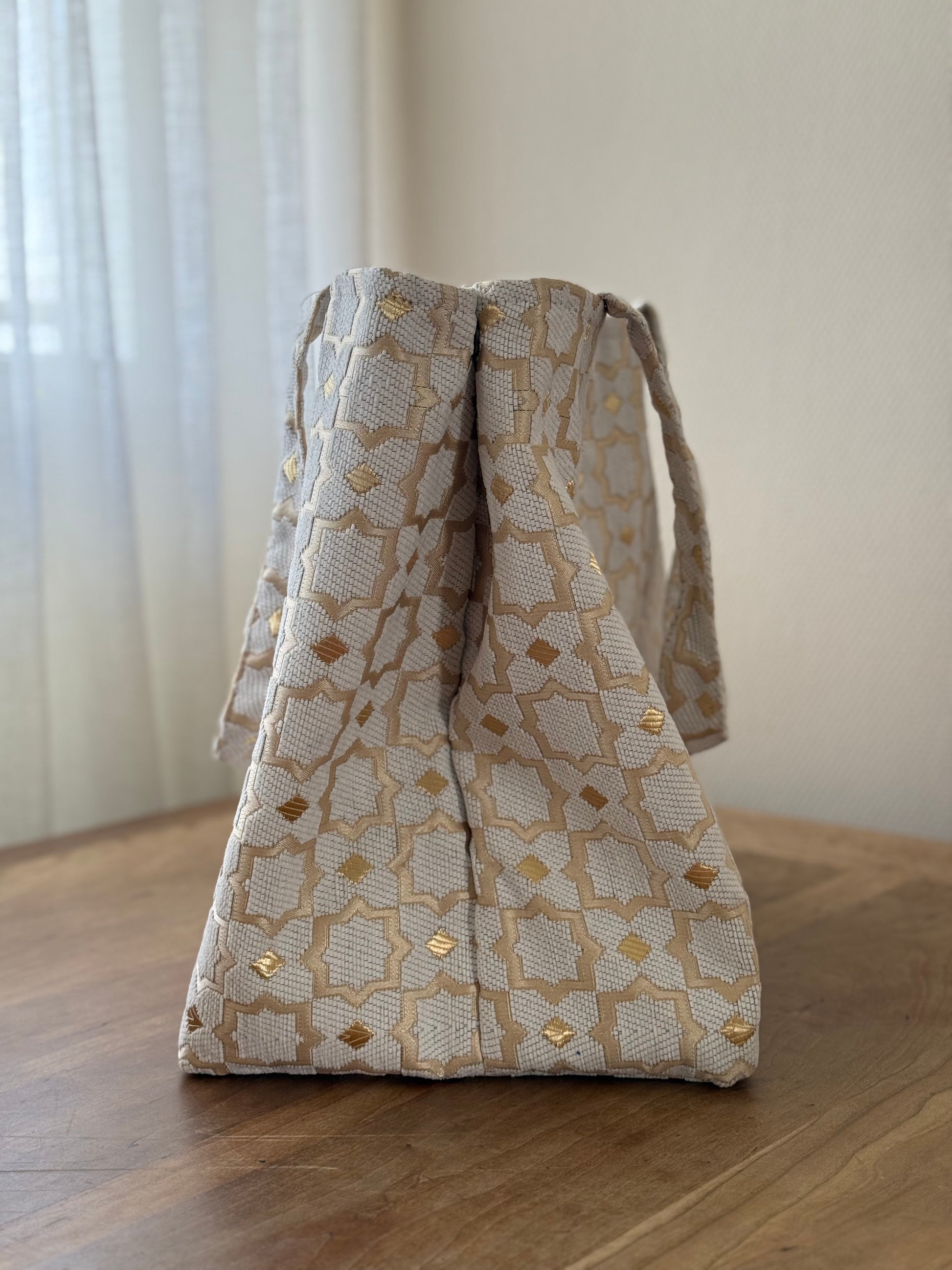 Witte mozaïek Marrakech shopper zijkant