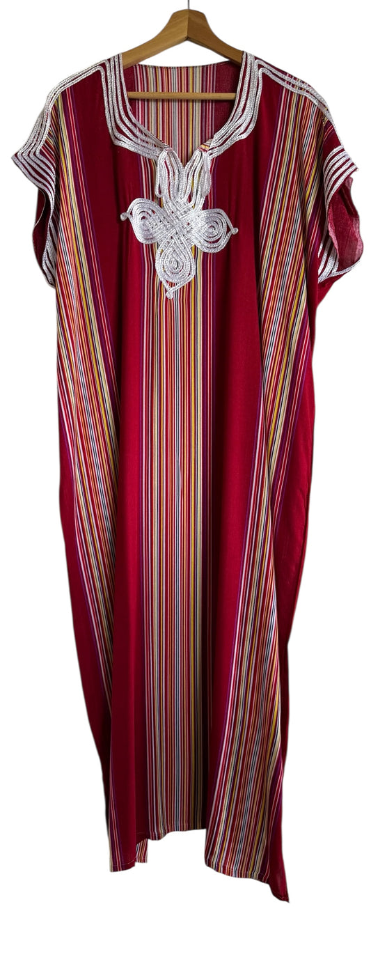 Marokkaanse huisjurk donkerrood gestreept