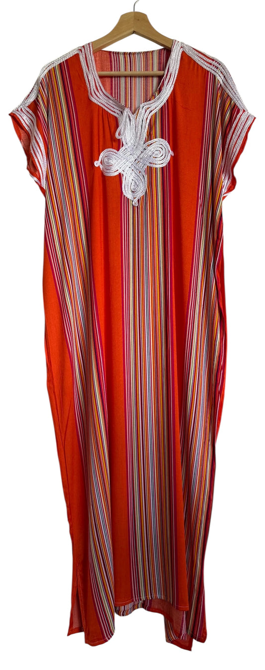 Marokkaanse huisjurk oranje gestreept