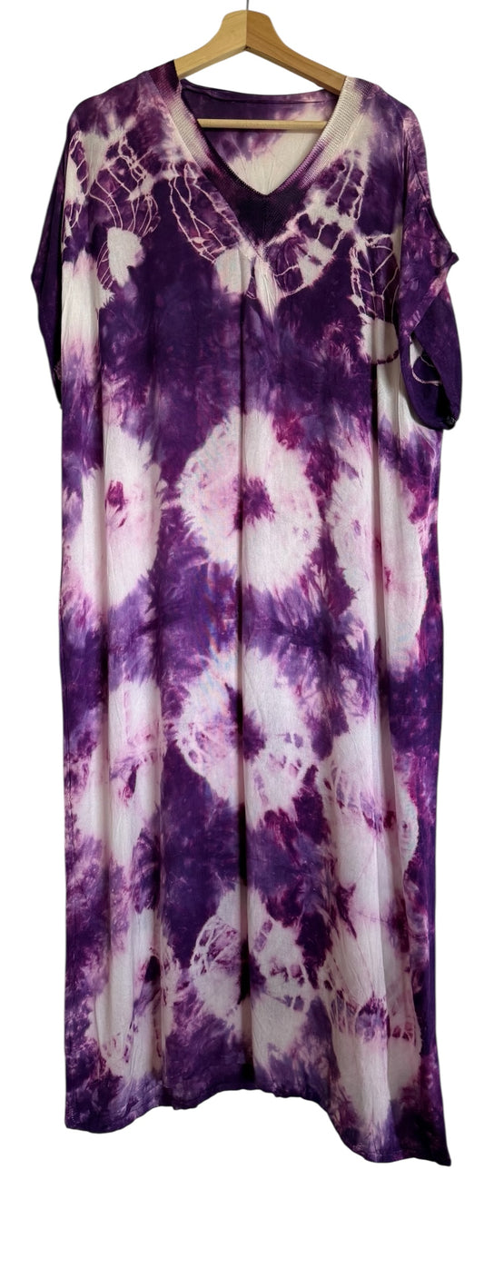 Marokkaanse huisjurk paars met wit