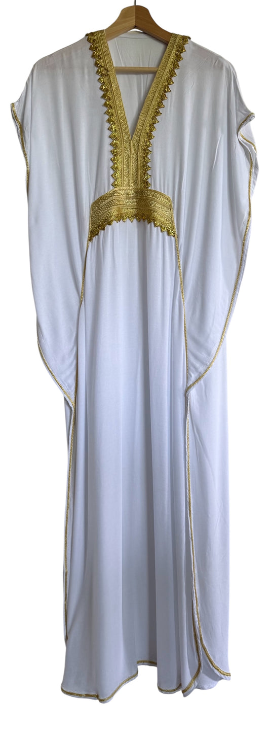 Marokkaanse huisjurk wit met goud accenten