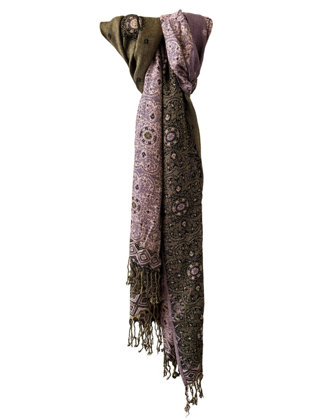 Pashmina sjaal roze-groen