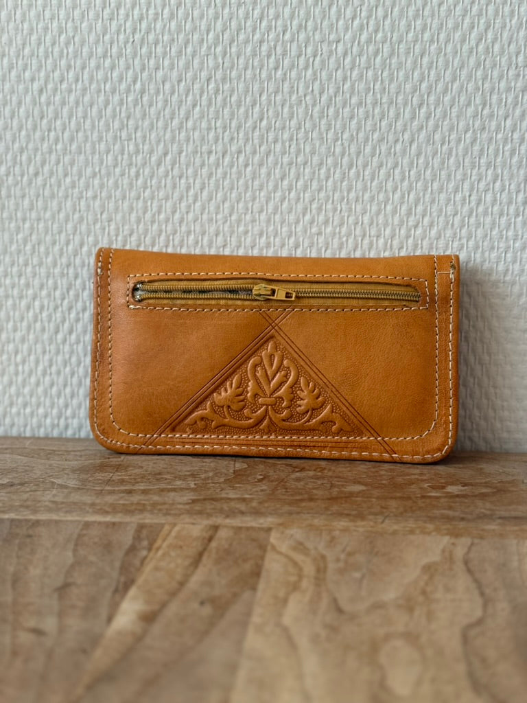 Handgemaakte leren portemonnee uit Marrakech bruin