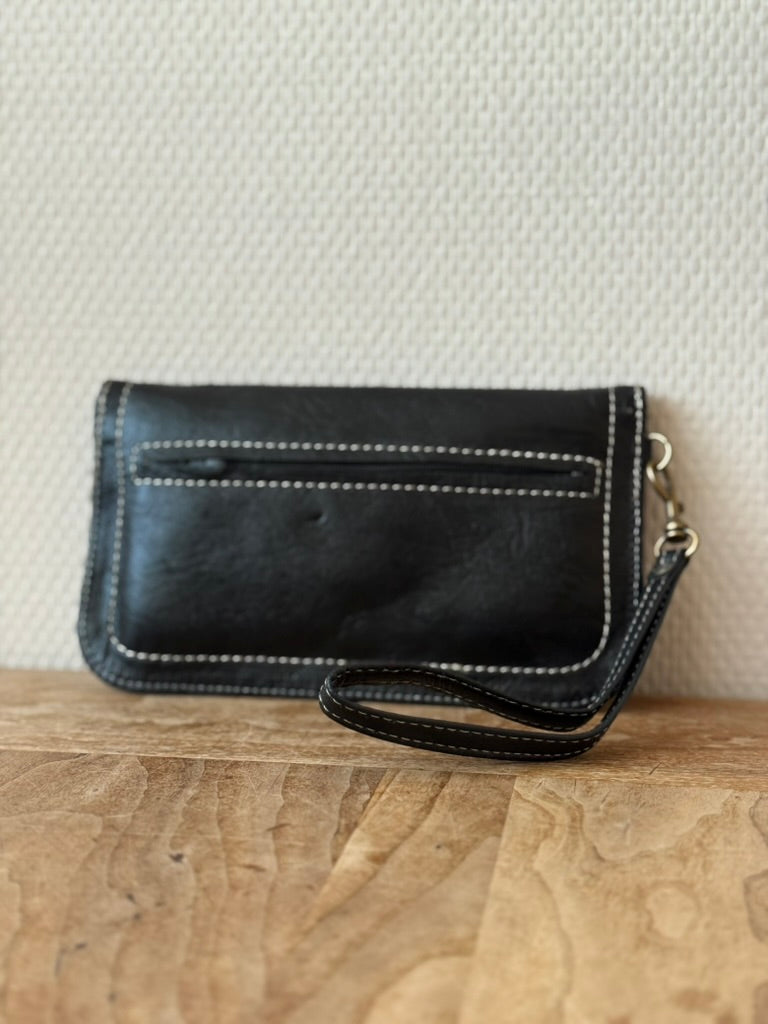 Handgemaakte leren portemonnee uit Marrakech zwart